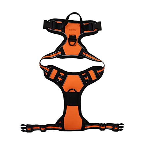 SANWOOD Haustier-Brustgurt, langlebig, atmungsaktiv, Haustier-Brustgurt, reflektierend, stoßfest, Polyester, verstellbar, Weste für Spaziergänge – Orange XL von SANWOOD