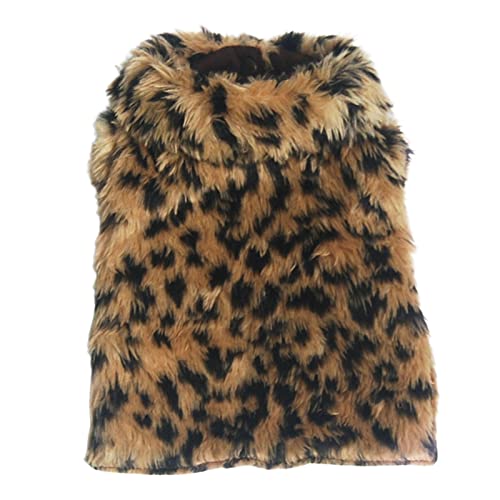 SANWOOD Hunde-Leopardenumhang, Haustierkleidung, auffällig, verschleißfest, Polyester, 2-beinig, warme Kleidung, Winter-Outfit für Herbst, Braun XS von SANWOOD