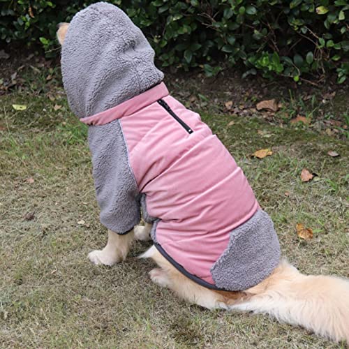 SANWOOD Hundemantel, reflektierend, Haustierkleidung, Hundemantel, verdickt, Plüsch, warme Kapuze, abnehmbare große Tasche, Hundekleidung mit Traktionsloch für Herbst und Winter – Jeans Blau 2XL von SANWOOD