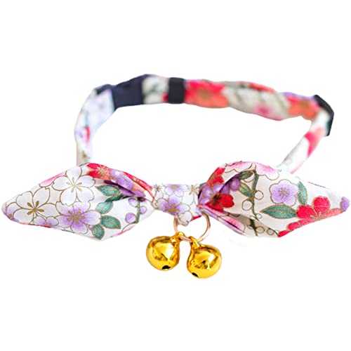 SANWOOD Katzenhalsband mit Blumendruck, Hundehalsband, Hasenohren, Optik, Verkleidung, mehrfarbig, für Haustiere, Katzen, Hunde, Schleifenhalsbänder für den Urlaub – mehrfarbig XS von SANWOOD