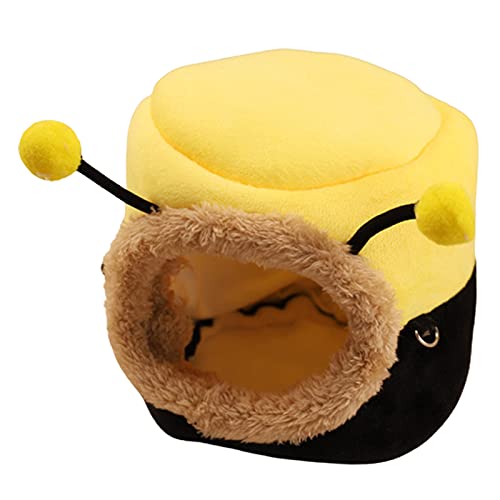 SANWOOD Plüsch-Hamster-Bett, Baumwolle, niedlich, warm, weich, für Hamster, Haustier, Doppelzweck, Bären-Design, Flanell, warmes Hamsterbett, Eichhörnchen, Haus für kleine Tiere – Biene, M von SANWOOD