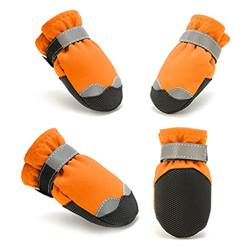 SANWOOD Warme Schuhe für Haustiere, winddichte Schuhe, 4 Stück Haustierschuhe, weiche Textur, halten Wärme, hautfreundlich, Haustiere, Hunde, Regenstiefel für den Außenbereich, Orange 6 von SANWOOD