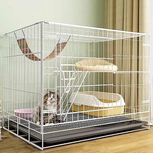 Katzenkäfig, Heim, Innenraum, Platz zum Trainieren von Haustieren, Katzenkäfig aus dickem Draht, Käfig für Frettchen, Meerschweinchen mit Tablett, leicht zu reinigender Zaun, perfe von SAQECANU