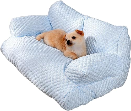 Summer Ice Silk Cooling Pet Bed,Cool Breathable Sleeping Dog Sofa for Small,Medium,Large Dogs Cats,2024 New Removable Washable Pet Couch Waterproof Beds von SARAYO