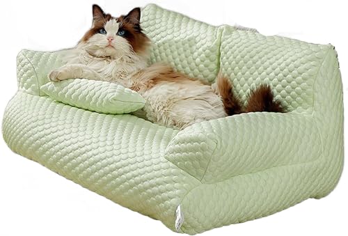 Summer Ice Silk Cooling Pet Bed,Cool Breathable Sleeping Dog Sofa for Small,Medium,Large Dogs Cats,2024 New Removable Washable Pet Couch Waterproof Beds von SARAYO