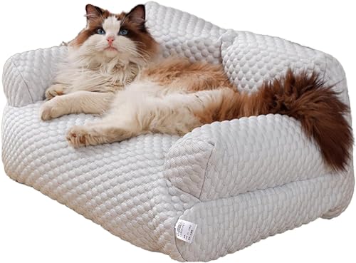 Summer Ice Silk Cooling Pet Bed,Cool Breathable Sleeping Dog Sofa for Small,Medium,Large Dogs Cats,2024 New Removable Washable Pet Couch Waterproof Beds von SARAYO