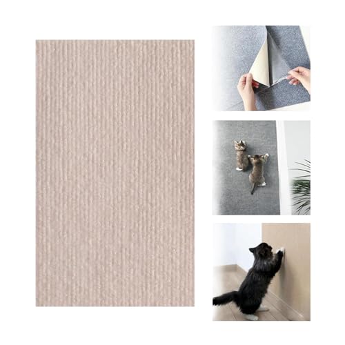 Trimmable Cat Scratching Mat,Self-Adhesive Cat Scratching Carpet,Climbing Cat Scratcher Pad,Wall Couch Furniture Protector for Sofa,Wall,Bed (Beige, 30 * 100cm) von SARAYO