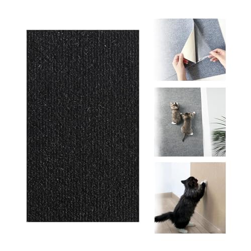 Trimmable Cat Scratching Mat,Self-Adhesive Cat Scratching Carpet,Climbing Cat Scratcher Pad,Wall Couch Furniture Protector for Sofa,Wall,Bed (Black, 40 * 100cm) von SARAYO