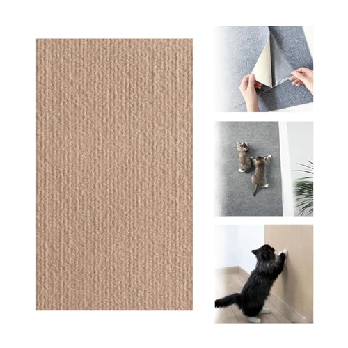 Trimmable Cat Scratching Mat,Self-Adhesive Cat Scratching Carpet,Climbing Cat Scratcher Pad,Wall Couch Furniture Protector for Sofa,Wall,Bed (Khaki, 60 * 100cm) von SARAYO