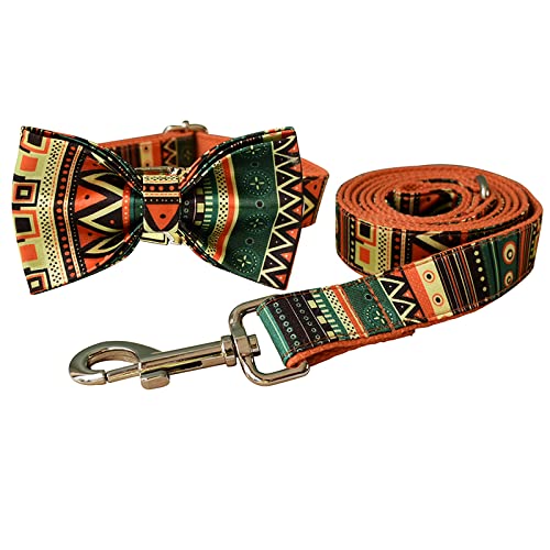 Hundehalsband Hundeleine Zubehör Für Pitbull Bull Hundehalsband Mit Gravur,Schleifenhalsband-Leine-Set,M von SARUEI