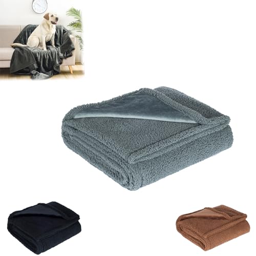 Loveblanket - The Waterproof Blanket, Double-Sided Fluffy Cozy Waterproof Pet Blanket for Dog Cat, Washable Fleece Dog Blanket for Couple (S,Grey) von SARUEL