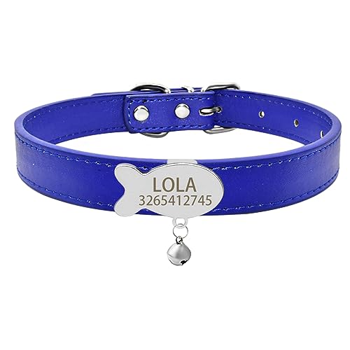 Namensschild Katzenhalsband Glocke Halskette Gürtel Personalisierte ID Namensschild Katzenhalsband Weiche Sicherheit Haustier Kätzchen Katzenhalsband,Splitter-Dunkelblau,S (2 von SARUEL