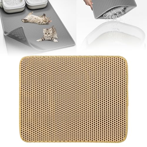 SARUEL Adorapaws Cat Litter Trap Mat, Adorapaws Cat Mats for Litter, Cat Mats for Litter Large, Adorapaws Cat Mat Washable, Collect Fallen Cat Litter (XL,Khaki) von SARUEL