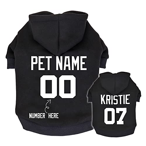 SARUEL Benutzerdefinierte Haustier-Hundekleidung Mit Bild Und Namen,Hunde-Kapuzenpullover,Warme Haustierkleidung,Französische Bulldogge Für Kleine,Mittelgroße Und Große Hunde,Schwarz,3XL von SARUEL