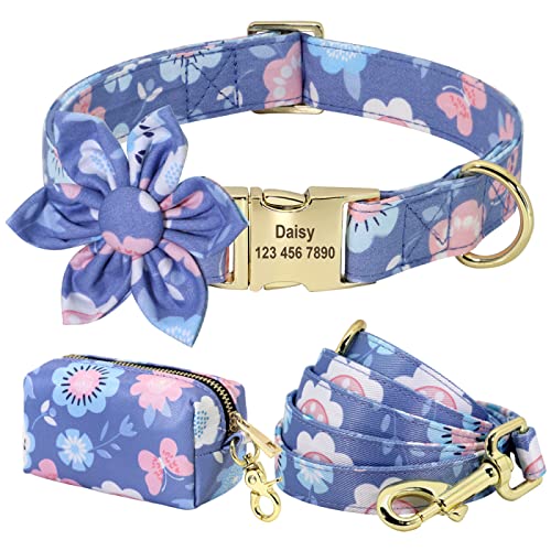 SARUEL Benutzerdefinierte Hundehalsband Poop Bag Holder Gravierter Name Print Small Medium Large Pet Collars Lead Rope Treats Bag Portable for Dog,168 Lila,XS von SARUEL