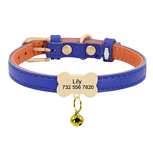 SARUEL Benutzerdefiniertes Katzenhalsband Personalisiertes Kleines Hundewelpenhalsband Graviertes Katzenhaustierhalsband Einstellbar Für Chihuahua Rot XS S,dunkelblauer Knochen,XS von SARUEL