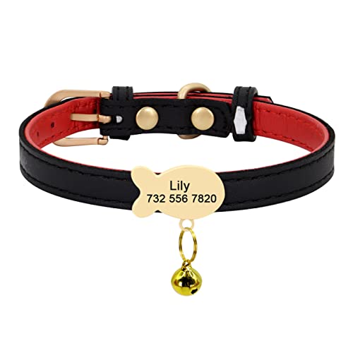 SARUEL Benutzerdefiniertes Katzenhalsband Personalisiertes Kleines Hundewelpenhalsband Graviertes Katzenhaustierhalsband Einstellbar Für Chihuahua Rot XS S,schwarzer Fisch,S von SARUEL