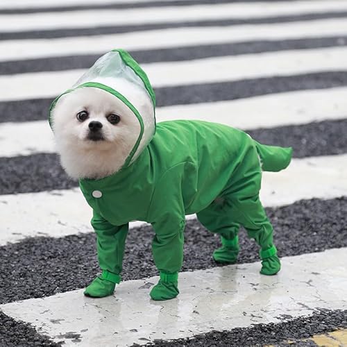 SARUEL Haustierkleidung Corgi Haustier-Regenmantel Mit Bein-Regenmantel Outdoor-Hundezubehör Haustierkleidung,Grün,L von SARUEL