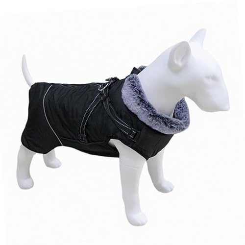 SARUEL Hunde-Wintermantel,Warme,wasserdichte Haustierjacke Mit Fellkragen,Haustierjacke Für Mittelgroße Und Große Hunde,Kleidung,Labrador-Kostüme,Schwarz,3XL von SARUEL