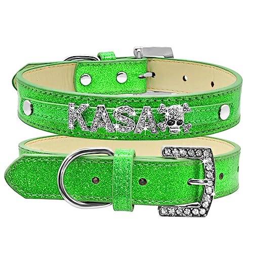 SARUEL Hundehalsband Mit Individuellem Namen Für Katzen Und Hunde Mit Personalisiertem Namen Für Kleine,Mittelgroße Und Große Hunde,Grün,L von SARUEL