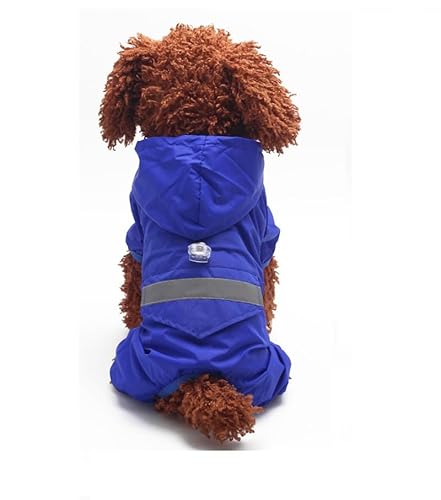 SARUEL Hunderegenmantel,Reflektierend,Winddicht,Teddy,Für Kleine Und Mittelgroße Hunde,Outdoor-Haustierkleidung,Zubehör,Blau,XXL von SARUEL