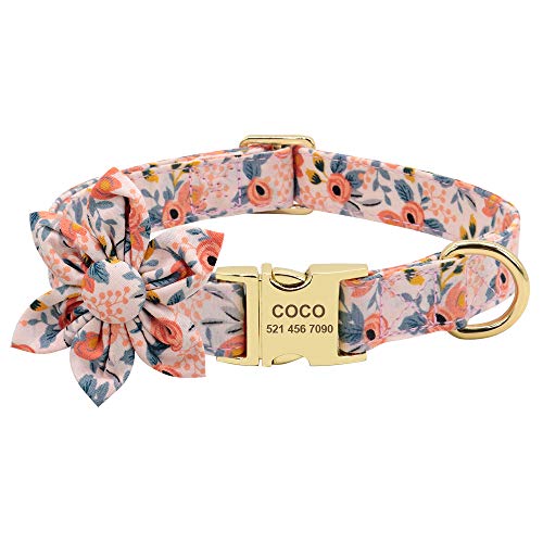 SARUEL Hundezubehör Haustier-Welpen-Katzenhalsband Benutzerdefiniertes Nylon-Halsband Mit Bedrucktem Namensschild Für Hunde,Personalisierte ID-Tag-Halsbänder Für Kleine Hunde,C,L von SARUEL