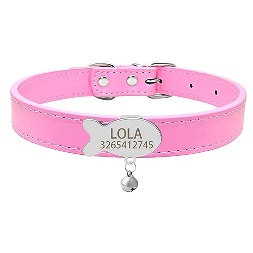 SARUEL Katzenhalsband Glocke Namensschild Katzenhalsband Personalisierte ID Namensschild Katzenhalsband Haustier Kätzchen Katzenhalsband Halskette,Silber-Rosa,XS (22 cm - 27 cm) von SARUEL