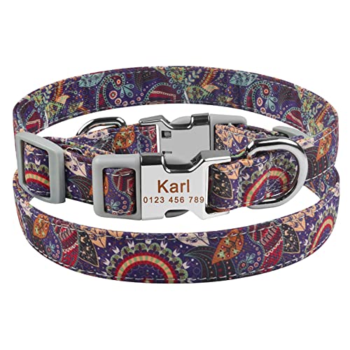 SARUEL Kleines Großes Personalisiertes Hundehalsband Mit Individuell Graviertem Namensschild Junge Mädchen Hunde Unisex Hundehalsband,Hundehalsband E,L 36-55cm von SARUEL