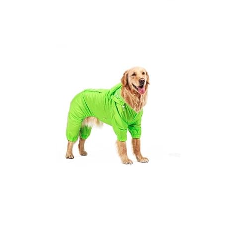 SARUEL Outdoor-Regenmantel Für Große Hunde,Kleidung Für Große Hunde,Wasserdichter Haustiermantel,Regenjacke,Kapuzenpullover,Reflektierend,Mittelgroßer Hundeponcho Mit Vier Beinen,Grün,4XL von SARUEL