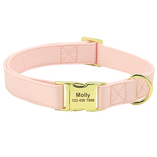 SARUEL Personalisiertes Hunde-ID-Halsband,Niedliche Bowknot-Haustierhalskette,Hundeschnallenhalsbänder Mit Fliege,Blumenzubehör Für Kleine Große Hunde,Rosa,24-39cm von SARUEL