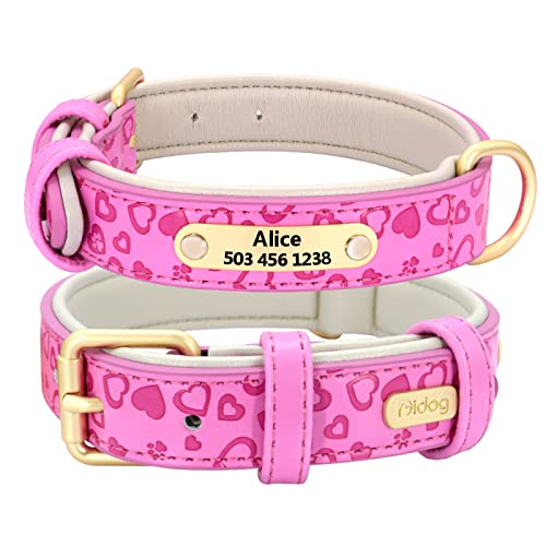 SARUEL Personalisiertes Hundehalsband Benutzerdefiniertes Welpenhalsband Bedrucktes Pitbull-Halsband Haustierprodukte Für Kleine Mittelgroße Hunde,Rosenrot,S von SARUEL