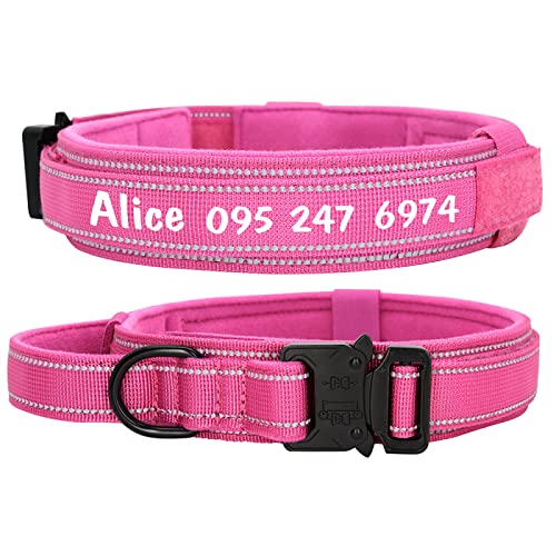 SARUEL Personalisiertes Hundehalsband Mit Griff Hundehalsbänder Benutzerdefinierte Haustierhalsbänder Für Mittelgroße Hunde Bulldogge,Rose,M von SARUEL