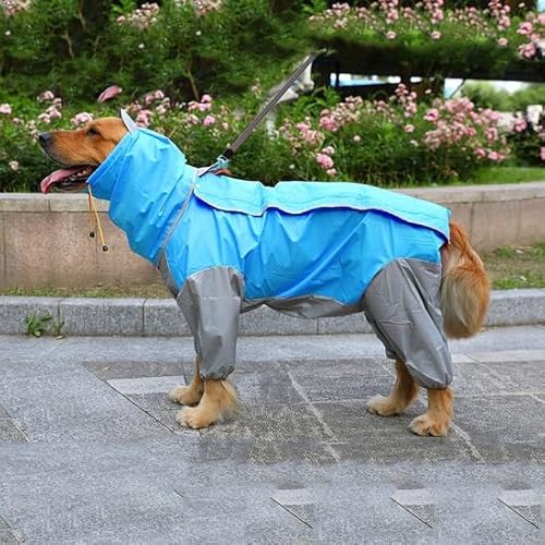 SARUEL Wasserdichter Großer Hunderegenmantel,Große Hundekleidung,Haustiermantel,Regenjacke,Mittelgroßer Großer Hundeponcho Für Golden Retriever-Samoje-Hunde,Blau,4XL von SARUEL