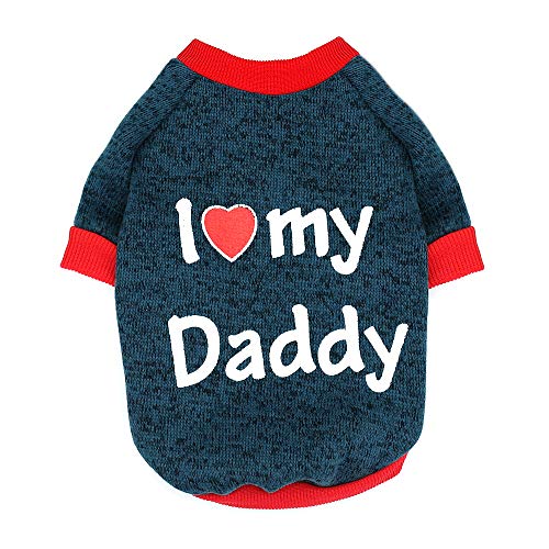 SARUEL Welpen-Hunde-Kleidung,Niedliche Kleine Hunde,Katzen-Kleidung,T-Shirt,Chihuahua,Mops-Kleidung,Weste,Frühlings-Herbst-Haustier-Kostüm,„I Love Daddy Mommy“.,A,XS von SARUEL