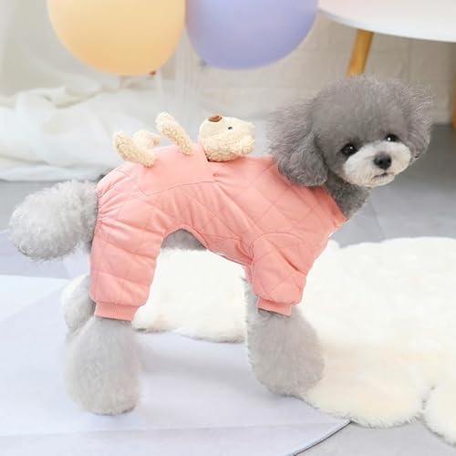 SARUEL Winter Hund Kleidung Niedlichen Welpen Overall Warme Haustier Hunde Baumwolle Jacken Teddy Bichon Französisch-Bulldogge Kleidung Für Kleine Do,Rosa,L von SARUEL