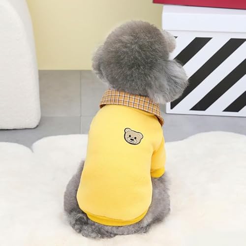 SARUEL Winter Warmes Hunde-Poloshirt,Haustiermantel,Welpen-T-Shirt Für Kleine Mittelgroße Hunde,Katzen,Freizeitkleidung,Chihuahua-Schnauzer-Kostüme,Gelb,2XL von SARUEL