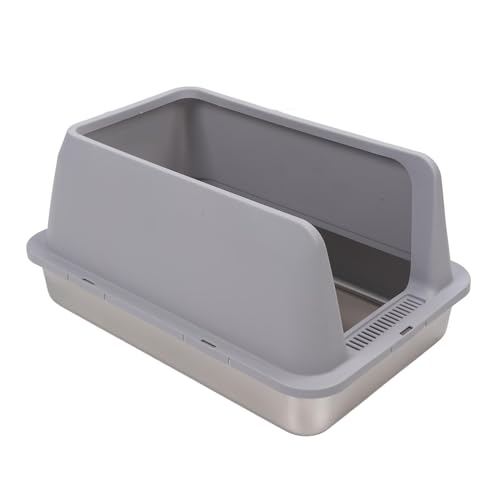 Edelstahl-Katzentoilette, Antispritzende Abnehmbare Hochseiten Extra Large Cat DruTter Box, Nicht Klebrige Metalldrüsenbox, Nicht Schicke Metalldrusenbox für Große Katzen von SASKATE