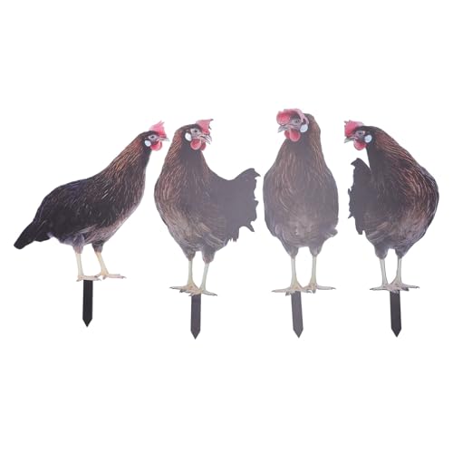 SASKATE 4 PCs Garten Hen Stakes Farbenfrohe Realistische Dekorative Acryl -Acryl Hühnerhof -Dekor für Rasen Im Freien von SASKATE