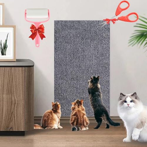 Asisumption Cat Scratching Mat,Cat Scratching Mat - Protecting Furniture,Cat Climbing Mat,Trimmable Self-Adhesive Cat Couch Protector for Cat Wall Furniture,Couch Protection (11.8*39.4in,Grey) von SATUSA