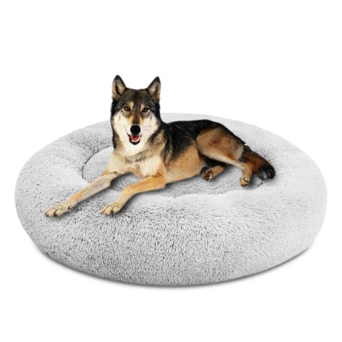 SAVFOX Plüsch beruhigende Hundebetten, Donut Hundebett für kleine Hunde, Medium, Large & X-Large, Comfy Cuddler Hundebett und Katzenbett in Kunstfell, waschbar Hundebett, mehrere Größen S-XL von SAVFOX