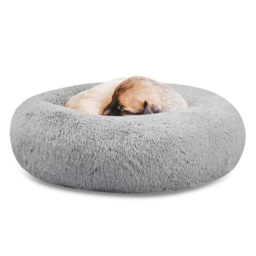 SAVFOX Plüsch beruhigende Hundebetten, Donut Hundebett für kleine Hunde, Medium, Large & X-Large, Comfy Cuddler Hundebett und Katzenbett in Kunstfell, waschbar Hundebett, mehrere große S-XL von SAVFOX