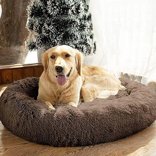 SAVFOX Plüsch beruhigende Hundebetten, Donut Hundebett für kleine Hunde, Medium, Large & X-Large, Comfy Cuddler Hundebett und Katzenbett in Kunstfell, waschbar Hundebett, mehrere große S-XL von SAVFOX