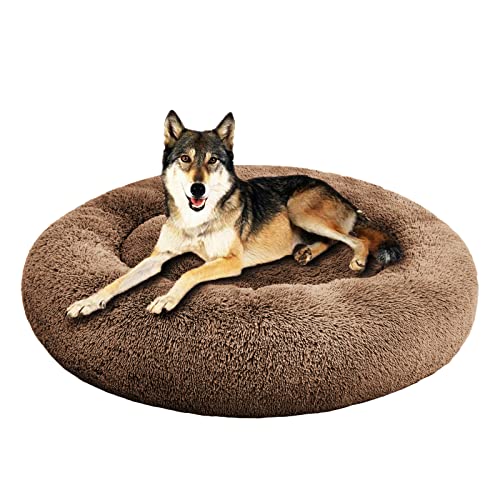 SAVFOX Plüsch beruhigende Hundebetten, Donut Hundebett für kleine Hunde, Medium, Large & X-Large, Comfy Cuddler Hundebett und Katzenbett in Kunstfell, waschbar Hundebett, mehrere große S-XL von SAVFOX