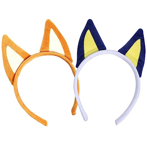 2stk Stirnband Katzenohren, Katzen Stirnband-Party stirnband Katzenohren Hunde-Stirnband für Tier-Cosplay-Geburtstagsfeier-Zubehör Halloween-Kostüm-Zubehör (Blau, Orange) von Grehge