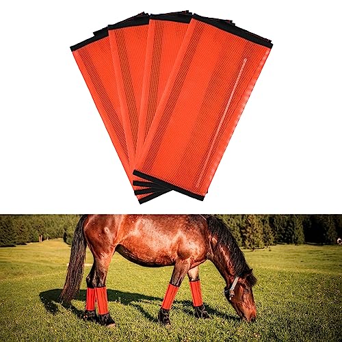 SAVITA 4 Stück Horse Fly Boots, Atmungsaktive Feinmaschige Fliegengamaschen für Pferde rutschfeste Gamaschen für Pferdehufe Anti-Fliegenbisse (Orange) von SAVITA