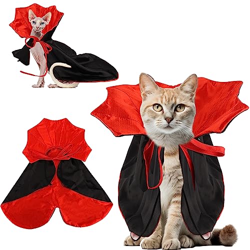 Halloween Katzen Kostüm, Rot-schwarzes Katzen Vampir Kostüm Süßes Vampir Kostüm Haustiere Katzenumhang Hundeumhang Halloween Kostüm für Haustiere, Hunde, Katzen, Halloween-Party von SAVITA