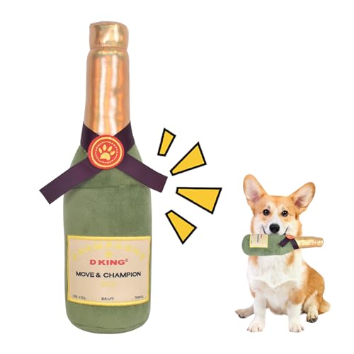 SAVOSWEET Quietschendes Hundespielzeug Plüsch, Hunde Kauspielzeug, Weiche Champagnerflasche 31 cm, Quietsche Hundespielzeug Stoff, Interaktives Spielzeug für Große, Mittlere und Kleine Hunde von SAVOSWEET