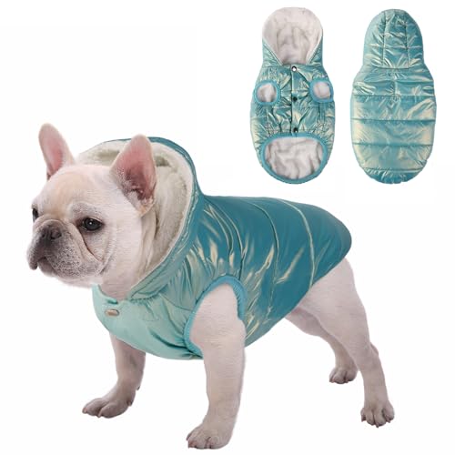 Hunde-Kapuzenpullover aus Fleece, winddicht, wasserdicht, warme Winterjacke, kaltes Wetter, Haustierbekleidung, Weste für kleine, mittelgroße und große Hunde (Größe XS: Länge 23,1 cm, Brustumfang 24,9 von SAWMONG