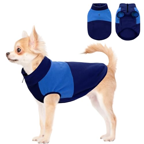 SAWMONG Fleece-Hundeweste, Hundepullover, kleiner, warmer Pullover, Hundejacke, Haustier-Sweatshirt für kleine, mittelgroße und große Hunde, Winterkleidung für Männer und Frauen, Blau, Marineblau, von SAWMONG