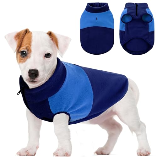 SAWMONG Fleece-Hundeweste, Hundepullover, kleiner, warmer Pullover, Hundejacke, Haustier-Sweatshirt für kleine, mittelgroße und große Hunde, Winterkleidung für Männer und Frauen, Blau, Marineblau, von SAWMONG